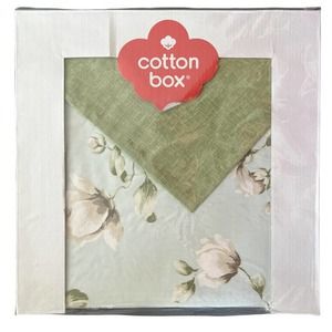 Cotton Box Washable Tablecloth with Runner 100% Cotton 55"x55" Floral Green
